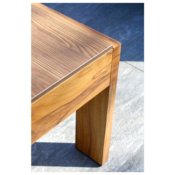 Salon de jardin d'angle - Marron - Aluminium effet bois - 5 places - Majorque