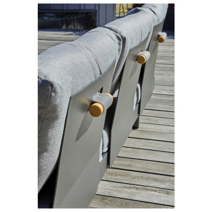 Salon de jardin d'angle - Gris anthracite - Bois d'acacia / aluminium - 6 places - Vanuatu Salon de jardin d'angle - Gris anthracite - Bois d'acacia / aluminium - 6 places - Vanuatu