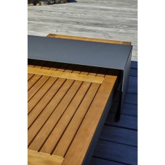 Salon de jardin d'angle - Gris anthracite - Bois d'acacia / aluminium