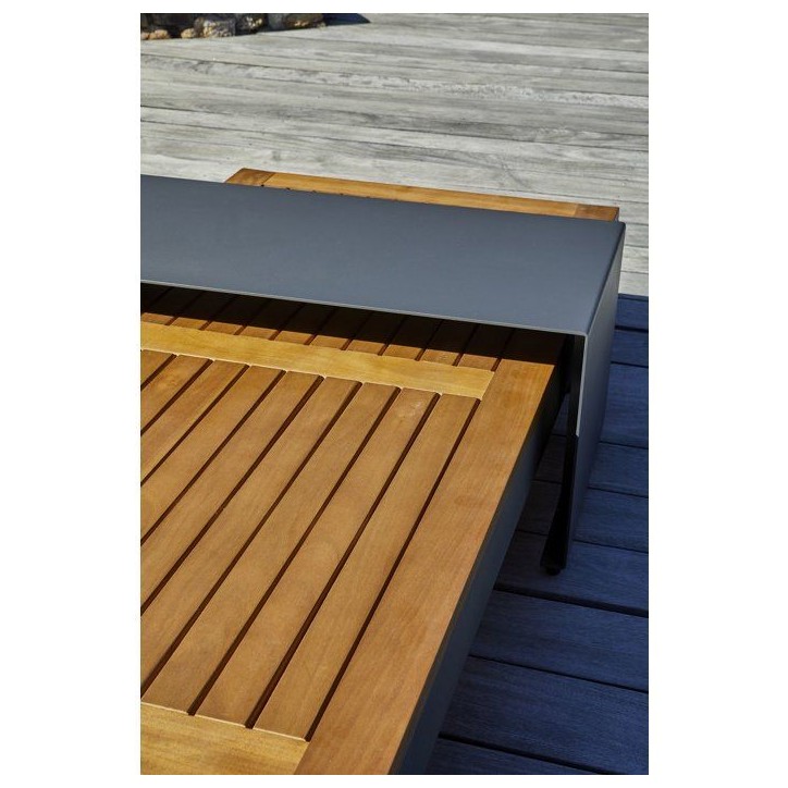 Salon de jardin d'angle - Gris anthracite - Bois d'acacia / aluminium - 6 places - Vanuatu Salon de jardin d'angle - Gris anthracite - Bois d'acacia / aluminium - 6 places - Vanuatu