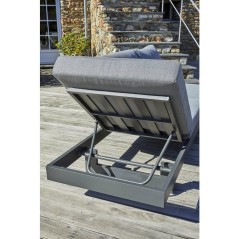 Salon de jardin d'angle - Gris anthracite - Bois d'acacia / aluminium