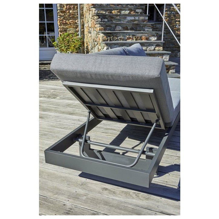 Salon de jardin d'angle - Gris anthracite - Bois d'acacia / aluminium - 6 places - Vanuatu Salon de jardin d'angle - Gris anthracite - Bois d'acacia / aluminium - 6 places - Vanuatu