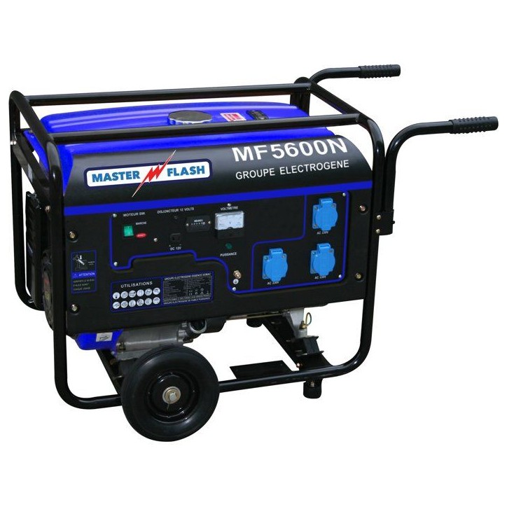 Groupe électrogene essence - MASTER FLASH - 5500 W - Chariot inclus - Monophasé - Systeme AVR - Bleu Groupe électrogene essence - MASTER FLASH - 5500 W - Chariot inclus - Monophasé - Systeme AVR - Bleu