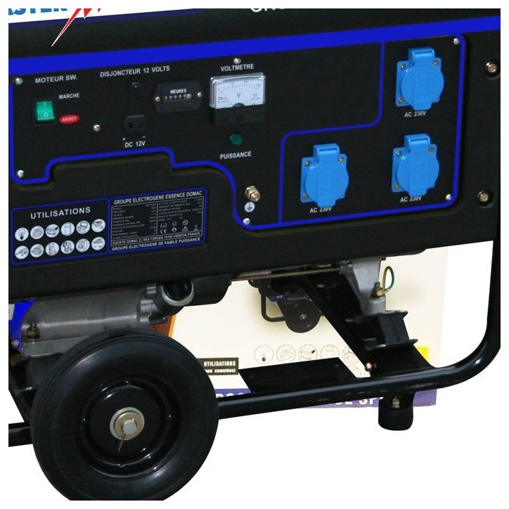 Groupe électrogene essence - MASTER FLASH - 5500 W - Chariot inclus - Monophasé - Systeme AVR - Bleu Groupe électrogene essence - MASTER FLASH - 5500 W - Chariot inclus - Monophasé - Systeme AVR - Bleu