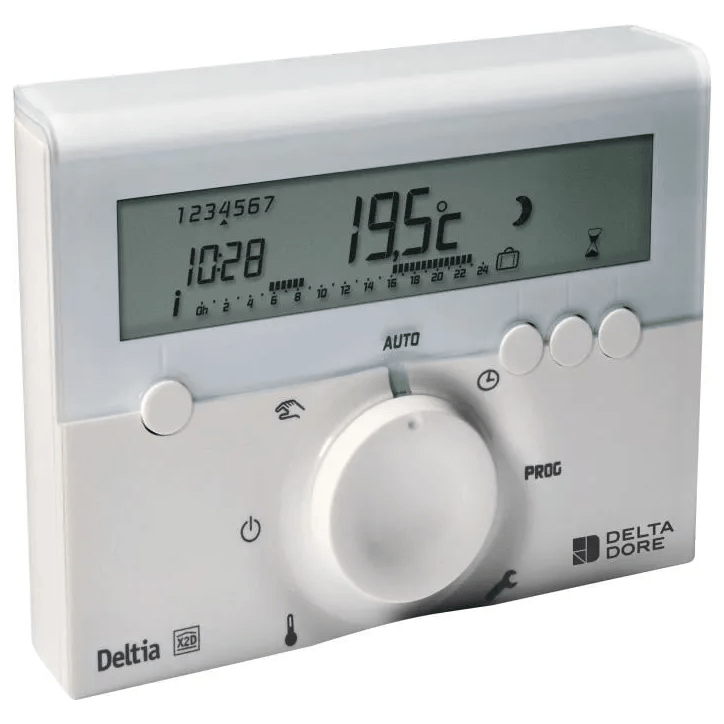 Programmateur filaire - DELTA DORE - Deltia 8.00 - Pour chaudiere pompe a chaleur ou radiateurs électriques Programmateur filaire - DELTA DORE - Deltia 8.00 - Pour chaudiere pompe a chaleur ou radiateurs électriques