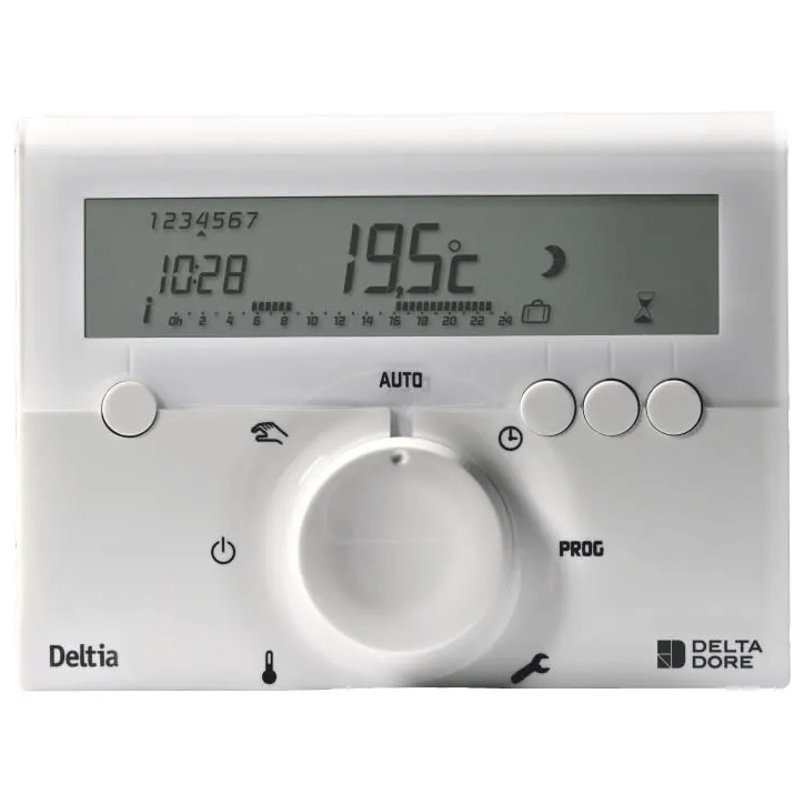 Programmateur filaire - DELTA DORE - Deltia 8.00 - Pour chaudiere pompe a chaleur ou radiateurs électriques Programmateur filaire - DELTA DORE - Deltia 8.00 - Pour chaudiere pompe a chaleur ou radiateurs électriques