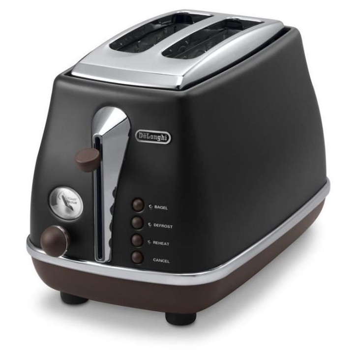 Grille-pain - DELONGHI - CTOV2103.BK - 900 W - 2 fentes - Noir mat / Chocolat Grille-pain - DELONGHI - CTOV2103.BK - 900 W - 2 fentes - Noir mat / Chocolat