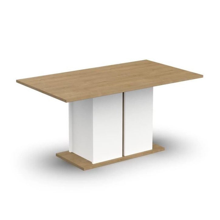 Table a manger seule ACCESS - 6 personnes - Décor chene Hamilton et blanc - L 160 x P 78 x H 90 cm - DEMEYERE
