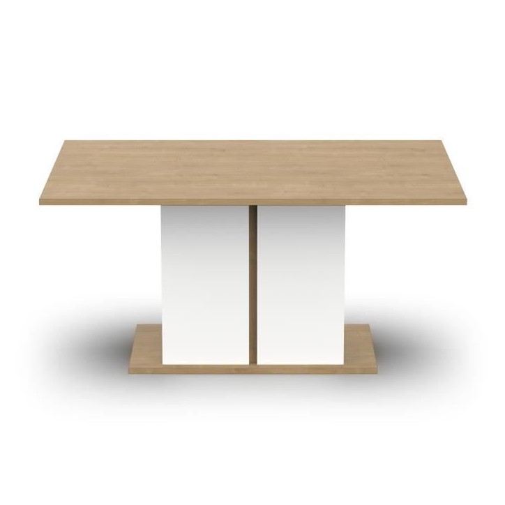Table a manger seule ACCESS - 6 personnes - Décor chene Hamilton et blanc - L 160 x P 78 x H 90 cm - DEMEYERE