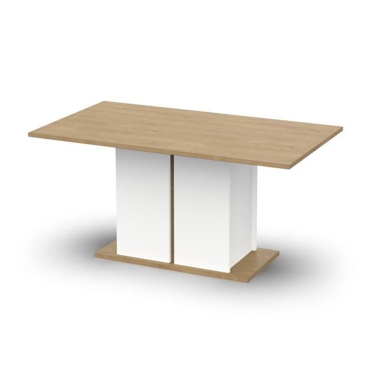 Table a manger seule ACCESS - 6 personnes - Décor chene Hamilton et blanc - L 160 x P 78 x H 90 cm - DEMEYERE