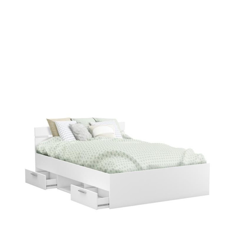 Demeyere Lit adulte MICHIGAN - 140 x 190 cm - Multiples rangements - B