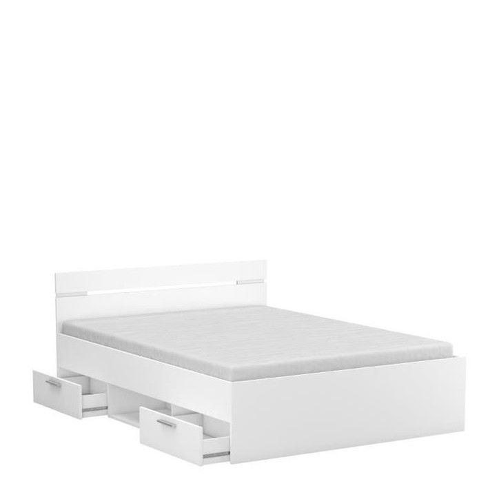 Demeyere Lit adulte MICHIGAN - 140 x 190 cm - Multiples rangements - Blanc Demeyere Lit adulte MICHIGAN - 140 x 190 cm - Multiples rangements - Blanc