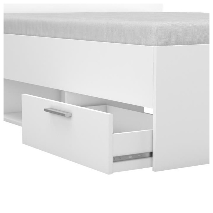 Demeyere Lit adulte MICHIGAN - 140 x 190 cm - Multiples rangements - Blanc Demeyere Lit adulte MICHIGAN - 140 x 190 cm - Multiples rangements - Blanc