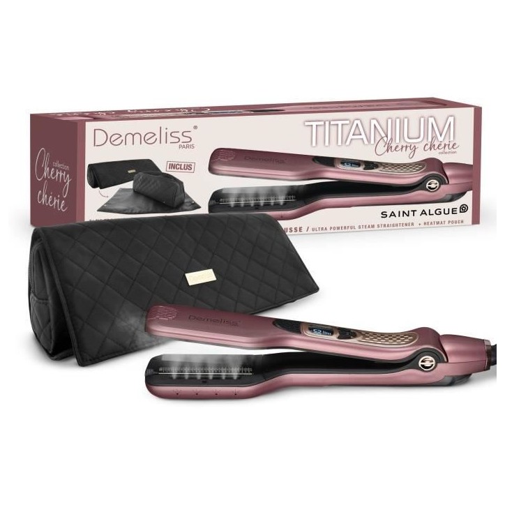 Lisseur Titanium - DEMELISS - 5 températures - 40 ml - Max 230° - Cherry Chérie Lisseur Titanium - DEMELISS - 5 températures - 40 ml - Max 230° - Cherry Chérie