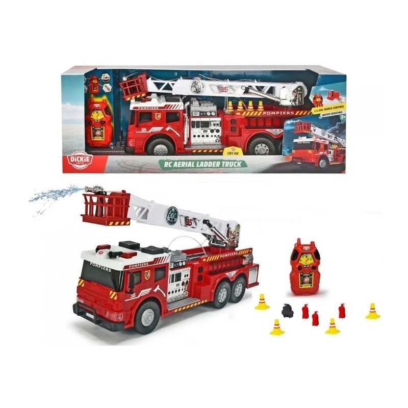 Dickie Camion de pompiers télécommandé a échelle extensible rouge