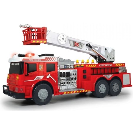 Dickie Camion de pompiers télécommandé a échelle extensible rouge – sons, lumieres et projection d'eau