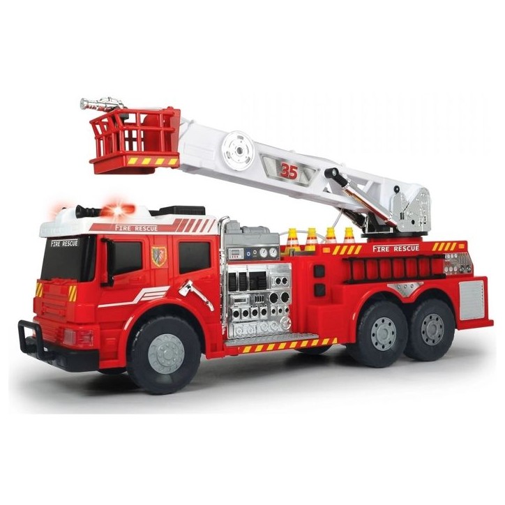 Dickie Camion de pompiers télécommandé a échelle extensible rouge – sons, lumieres et projection d'eau Dickie Camion de pompiers télécommandé a échelle extensible rouge – sons, lumieres et projection d'eau