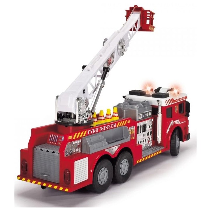 Dickie Camion de pompiers télécommandé a échelle extensible rouge – sons, lumieres et projection d'eau Dickie Camion de pompiers télécommandé a échelle extensible rouge – sons, lumieres et projection d'eau