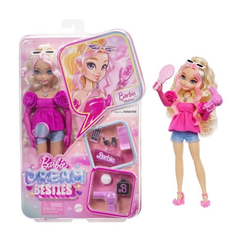 BARBIE équipe de Reve « Malibu »-Poupée et 8 accessoires - Barb BARBIE équipe de Reve « Malibu »-Poupée et 8 accessoires - Barb