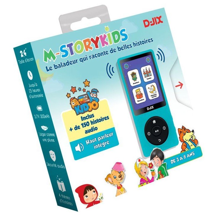 Baladeur a histoire - D-JIX- M-STORYKIDS - 2,4 - + de 150 histoires intégrées - Autonomie 25h - Bluetooth - 4GB - 300 mAh - US Baladeur a histoire - D-JIX- M-STORYKIDS - 2,4 - + de 150 histoires intégrées - Autonomie 25h - Bluetooth - 4GB - 300 mAh - US