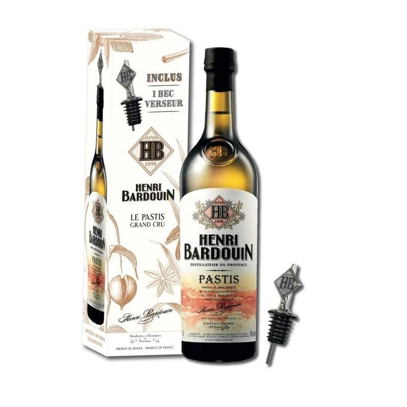 Henri Bardouin Pastis - Apéritif anisé - 45,0% Vol. - 70 cl + 1 bec Henri Bardouin Pastis - Apéritif anisé - 45,0% Vol. - 70 cl + 1 bec