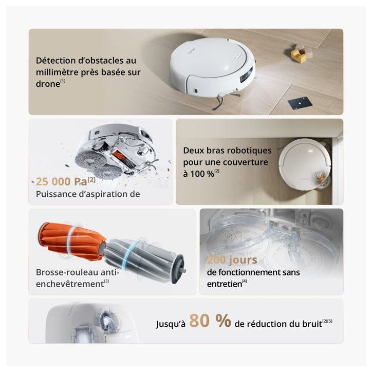 DJI ROMO S - Robot Aspirateur Laveur avec Station - 25 000 Pa - Détection de Niveau Drone - 200 Jours sans Maintenance DJI ROMO S - Robot Aspirateur Laveur avec Station - 25 000 Pa - Détection de Niveau Drone - 200 Jours sans Maintenance