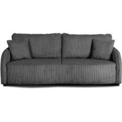Canapé convertible 3 places - BARI - Velours cotelé - Anthracite - C