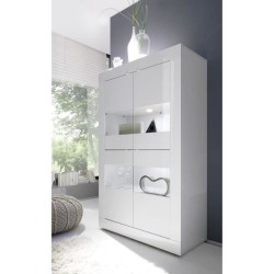 Vitrine - BASICO - 4 portes - Blanc laqué brillant - 101 x 42 x 161 c