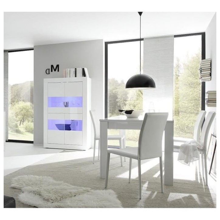 Vitrine - BASICO - 4 portes - Blanc laqué brillant - 101 x 42 x 161 cm Vitrine - BASICO - 4 portes - Blanc laqué brillant - 101 x 42 x 161 cm