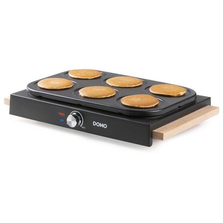 Crepiere - DOMO - DO8717P - 1000 W - Pour 6 crepes de Ø 11,5 cm - Thermostat réglable - Noir / Bois Crepiere - DOMO - DO8717P - 1000 W - Pour 6 crepes de Ø 11,5 cm - Thermostat réglable - Noir / Bois