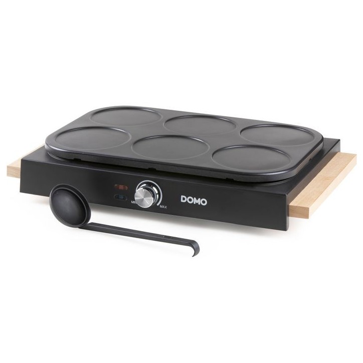 Crepiere - DOMO - DO8717P - 1000 W - Pour 6 crepes de Ø 11,5 cm - Thermostat réglable - Noir / Bois Crepiere - DOMO - DO8717P - 1000 W - Pour 6 crepes de Ø 11,5 cm - Thermostat réglable - Noir / Bois