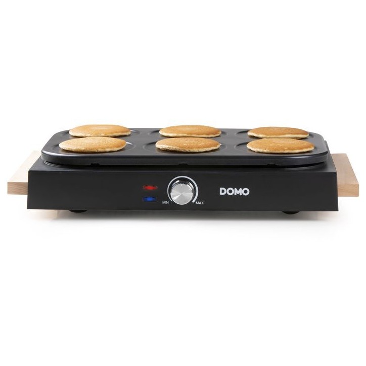 Crepiere - DOMO - DO8717P - 1000 W - Pour 6 crepes de Ø 11,5 cm - Thermostat réglable - Noir / Bois Crepiere - DOMO - DO8717P - 1000 W - Pour 6 crepes de Ø 11,5 cm - Thermostat réglable - Noir / Bois