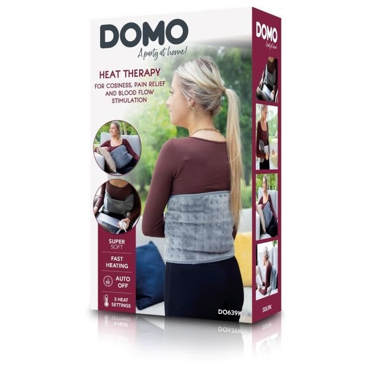 Ceinture chauffante DOMO DO639K - Super doux - Chauffe rapide - 3 niveaux température - Arret automatique -Câble électrique a Ceinture chauffante DOMO DO639K - Super doux - Chauffe rapide - 3 niveaux température - Arret automatique -Câble électrique a