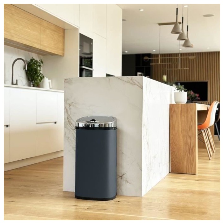 Poubelle de cuisine automatique - LARGO - KITCHEN MOVE - 42 L - Inox gris mat avec cerclage Poubelle de cuisine automatique - LARGO - KITCHEN MOVE - 42 L - Inox gris mat avec cerclage