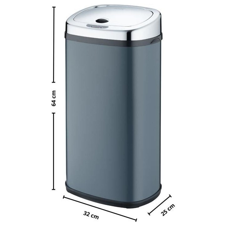 Poubelle de cuisine automatique - LARGO - KITCHEN MOVE - 42 L - Inox gris mat avec cerclage Poubelle de cuisine automatique - LARGO - KITCHEN MOVE - 42 L - Inox gris mat avec cerclage
