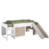 PARISOT SLIDE - Lit toboggan enfant - Décor Blanc et Chene Jackson -