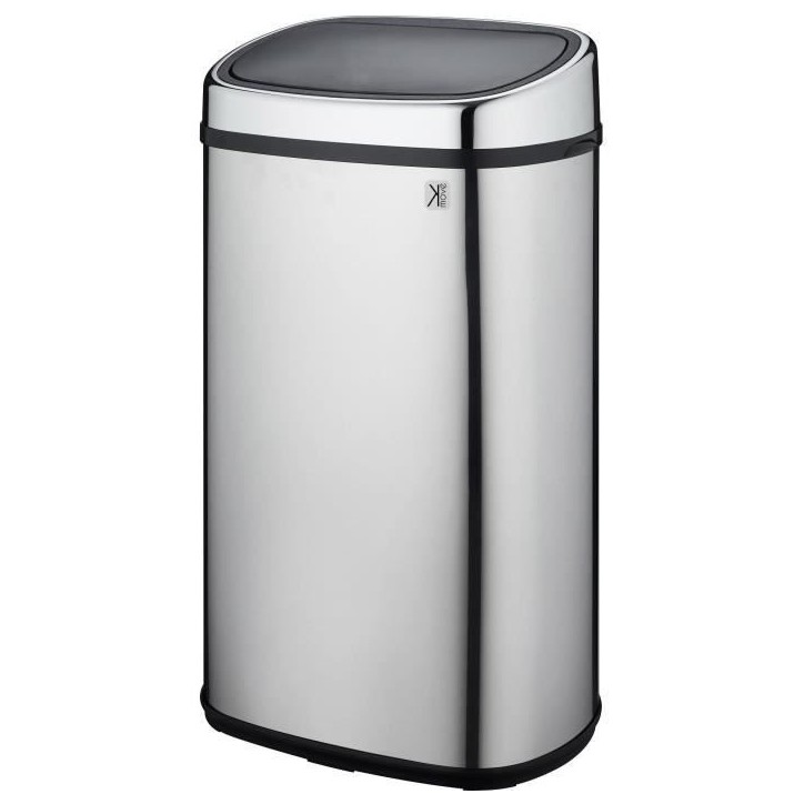Poubelle de cuisine push - CITY - KITCHEN MOVE - 58 L - Ouverture simple pression - Inox avec cerclage Poubelle de cuisine push - CITY - KITCHEN MOVE - 58 L - Ouverture simple pression - Inox avec cerclage