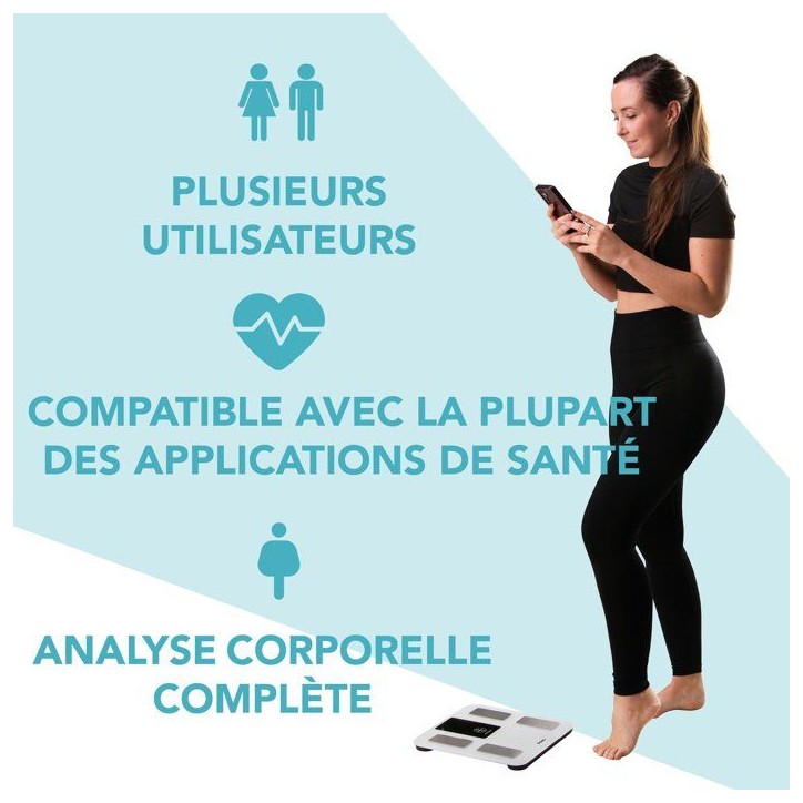 Pese-personne - DOMO - DO9305W - Connecté - 16 parametres corporels - Verre trempé Pese-personne - DOMO - DO9305W - Connecté - 16 parametres corporels - Verre trempé