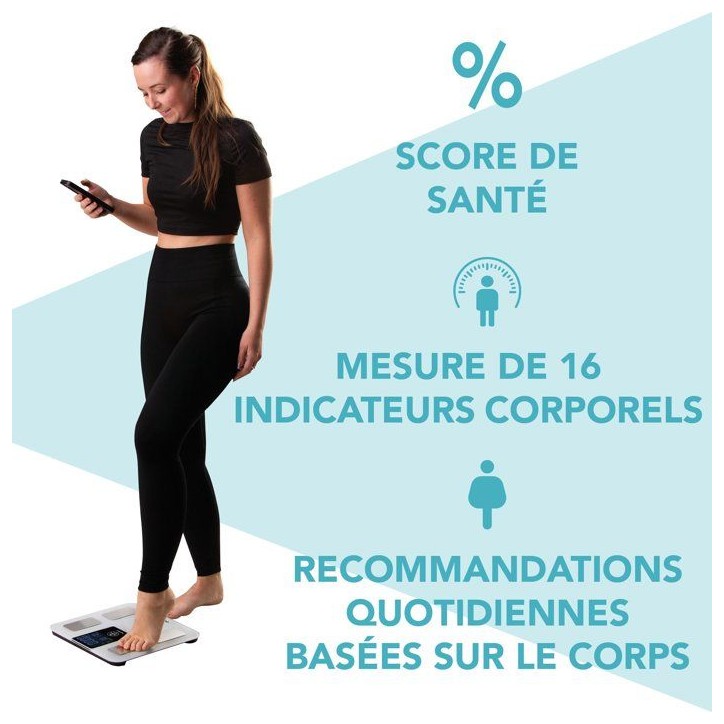 Pese-personne - DOMO - DO9305W - Connecté - 16 parametres corporels - Verre trempé Pese-personne - DOMO - DO9305W - Connecté - 16 parametres corporels - Verre trempé