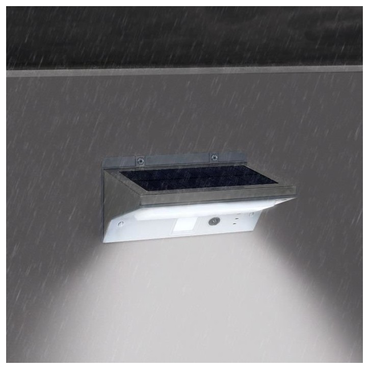 Spot solaire mural extérieur étanche avec détecteur - LUMI JARDIN - 21 LEDs - 330 Lm - Tete pivotante a 120°C Spot solaire mural extérieur étanche avec détecteur - LUMI JARDIN - 21 LEDs - 330 Lm - Tete pivotante a 120°C