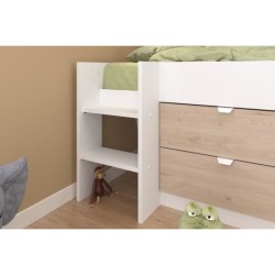 PARISOT SLIDE - Lit toboggan enfant - Décor Blanc et Chene Jackson -
