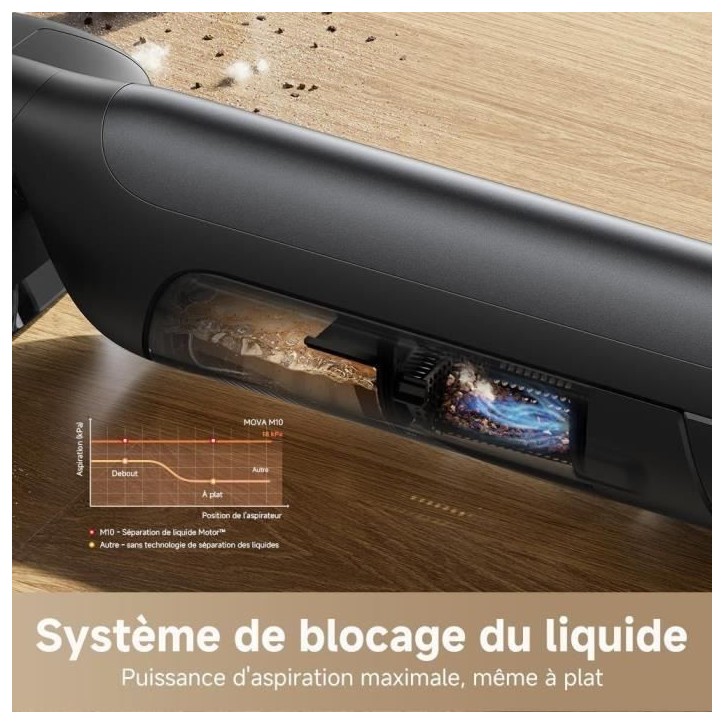 MOVA M10 - Aspirateur Eau et Poussiere - Flexible et pivotant a 90° - Lavage de Brosse 75 °C - Aspiration 18 kPa MOVA M10 - Aspirateur Eau et Poussiere - Flexible et pivotant a 90° - Lavage de Brosse 75 °C - Aspiration 18 kPa