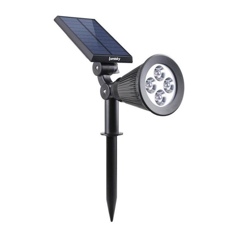 Spot solaire extérieur étanche - LUMISKY - 4 LEDs blanches - 200 Lm Spot solaire extérieur étanche - LUMISKY - 4 LEDs blanches - 200 Lm