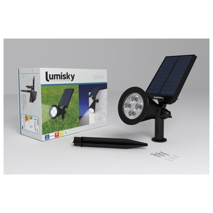 Spot solaire extérieur étanche - LUMISKY - 4 LEDs blanches - 200 Lm - Tete pivotante a 90°C