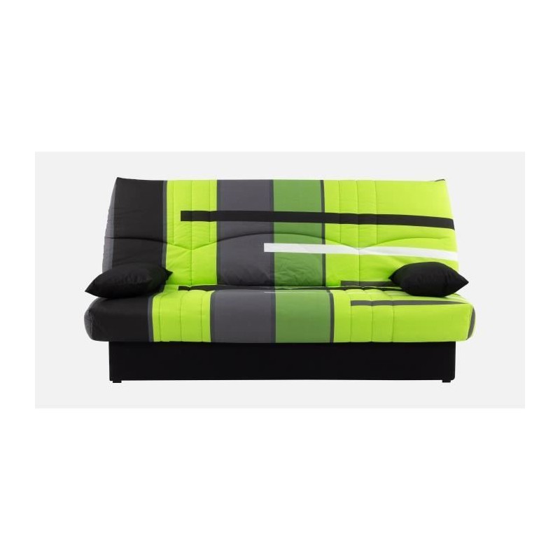 Canapé convertible clic clac 3 places - Tissu motif Piste vert - L 19