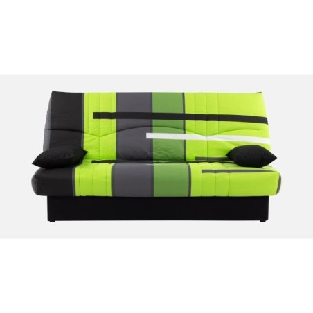 Canapé convertible clic clac 3 places - Tissu motif Piste vert - L 19