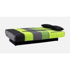 Canapé convertible clic clac 3 places - Tissu motif Piste vert - L 19