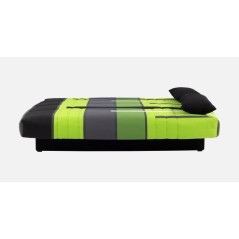 Canapé convertible clic clac 3 places - Tissu motif Piste vert - L 19
