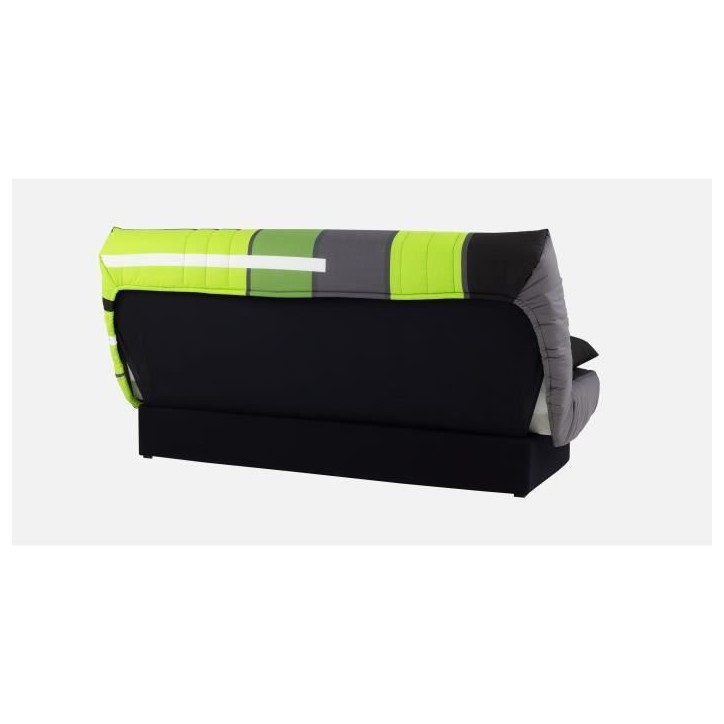 Canapé convertible clic clac 3 places - Tissu motif Piste vert - L 190 x P 92 cm - DREAM - Style Contemporain Canapé convertible clic clac 3 places - Tissu motif Piste vert - L 190 x P 92 cm - DREAM - Style Contemporain