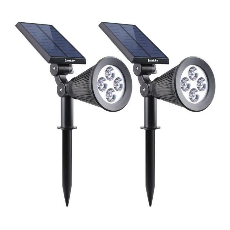 Spot solaire extérieur étanche - LUMISKY - 4 LEDs blanches - 200 Lm Spot solaire extérieur étanche - LUMISKY - 4 LEDs blanches - 200 Lm
